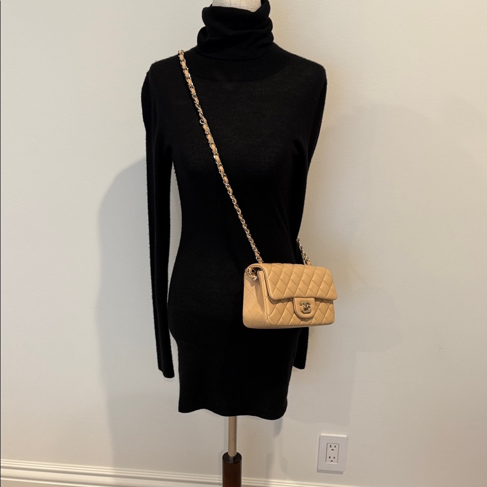 Autumn Cashmere Black Turtleneck long Sweater .
